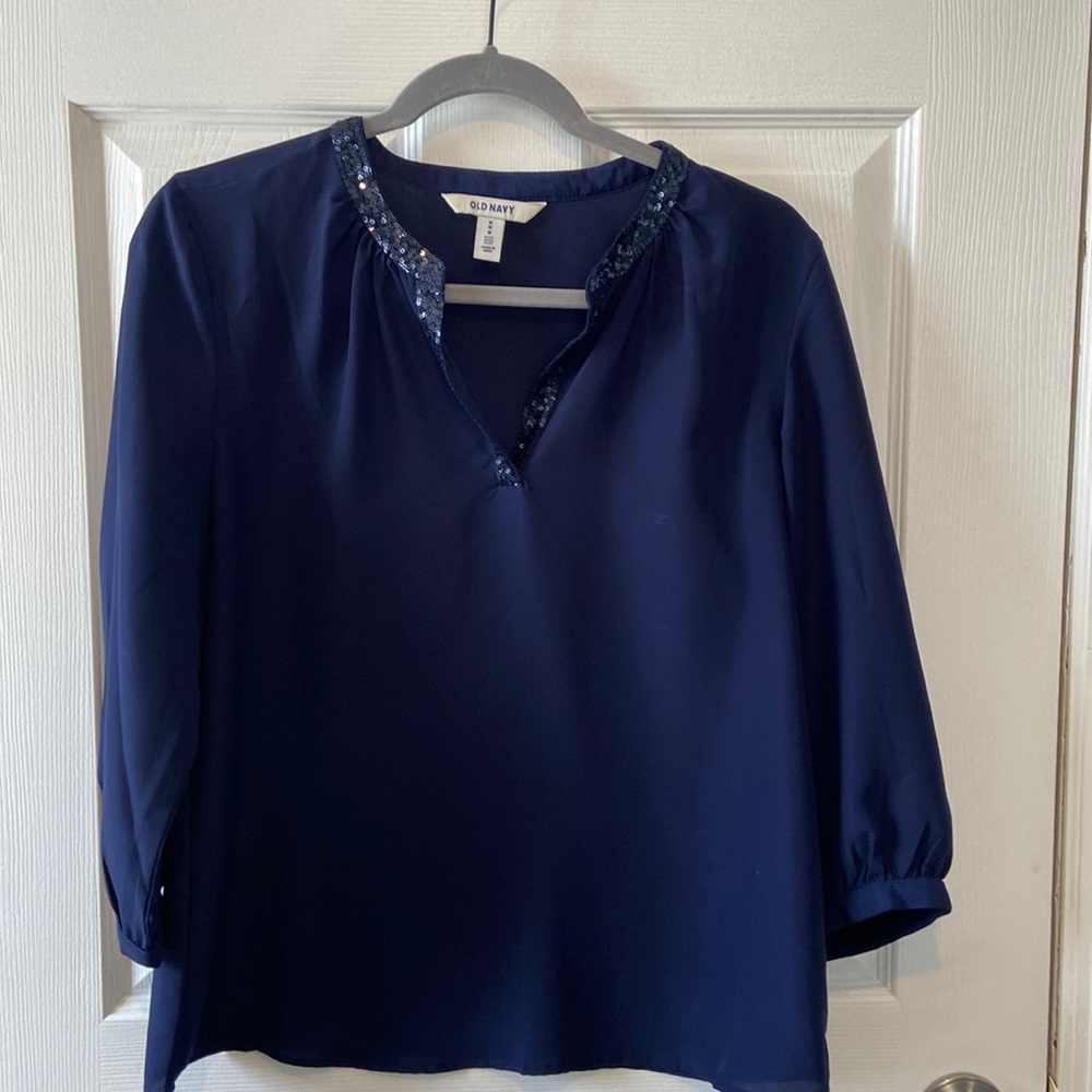 Old navy sequin neck popover blouse